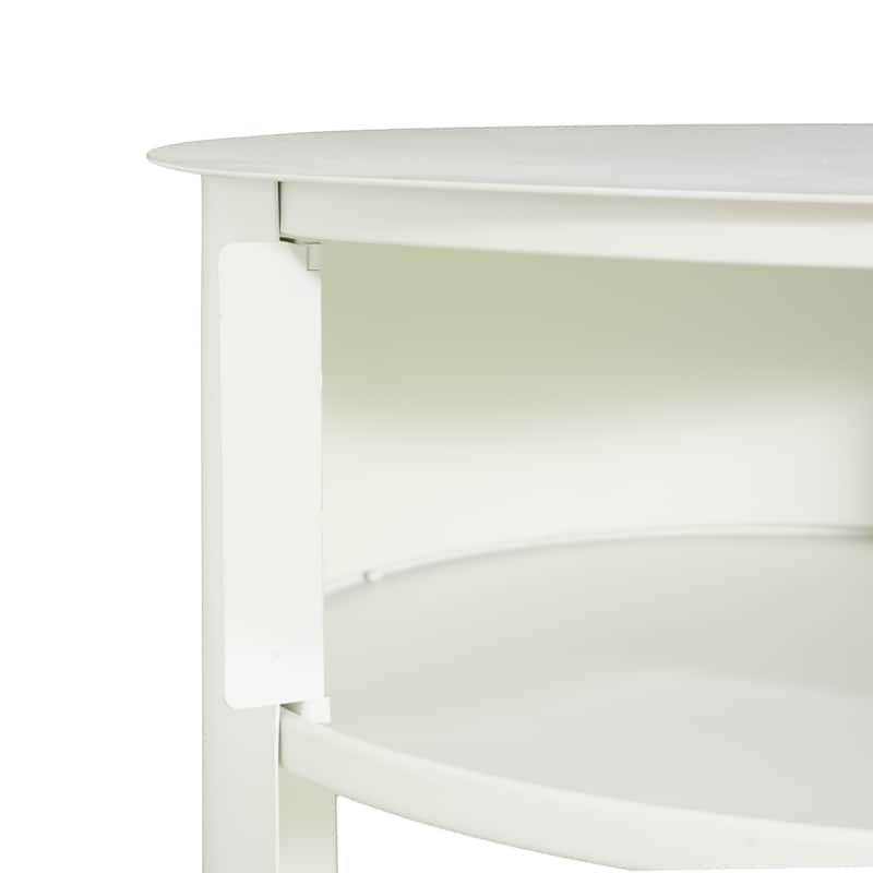 Christopher Knight Home - Isolde Iron 3 Tier Cylindrical Side Table with Sliding Door Cabinet