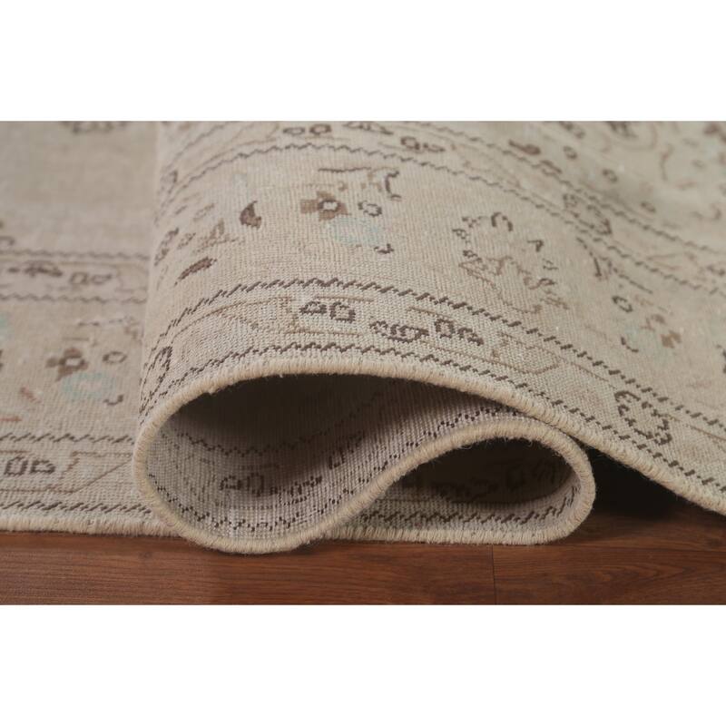 Distressed Persian Vintage Area Rug Hand-Knotted Wool Carpet - 6'6"x 9'9"
