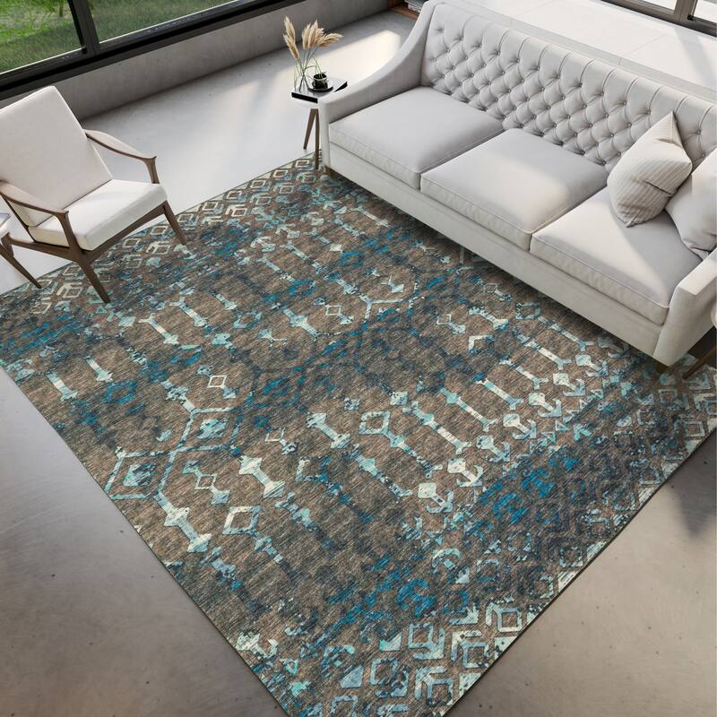 Indoor/ Outdoor Addison Bravado Morroccan Washable Area Rug - 5' x 7'6" - Mink