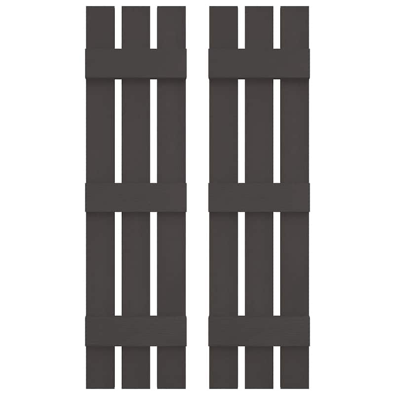 Builders Edge, Standard Three Board Spaced, Board-n-Batten Shutters, Includes Matching Installation Spikes (Per Pair) - 12"W x 75"H - 018 - Tuxedo Grey