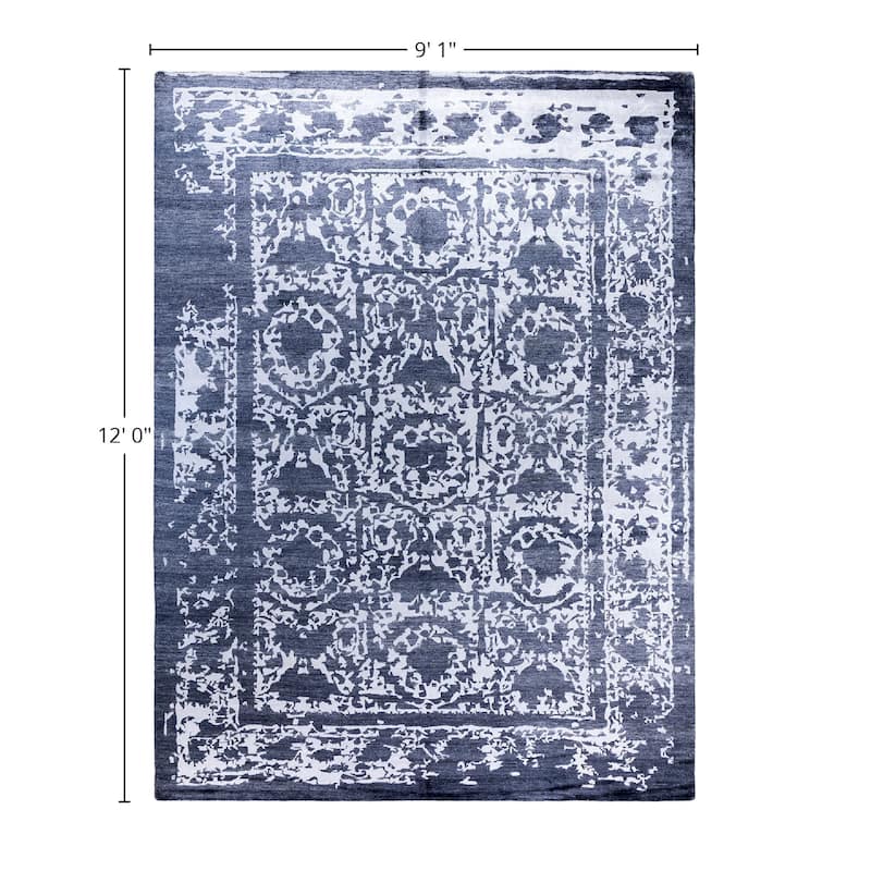 Modern One-of-a-Kind Hand-Knotted Area Rug, Blue - 9' 1" x 12' 0"