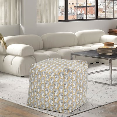 Pouf 23" Luxury Oversized Embroidery Bean Bag Cube Ottoman
