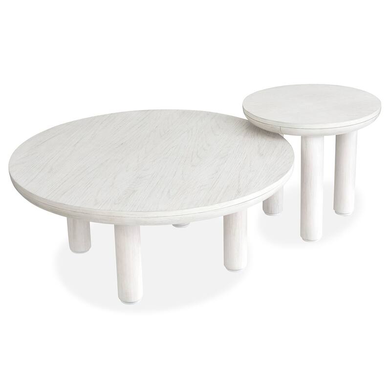 Magnussen Home Sunset Cove Moonlight Pearl Nesting Cocktail Table with Casters - 38''W x 38''D x 16''H