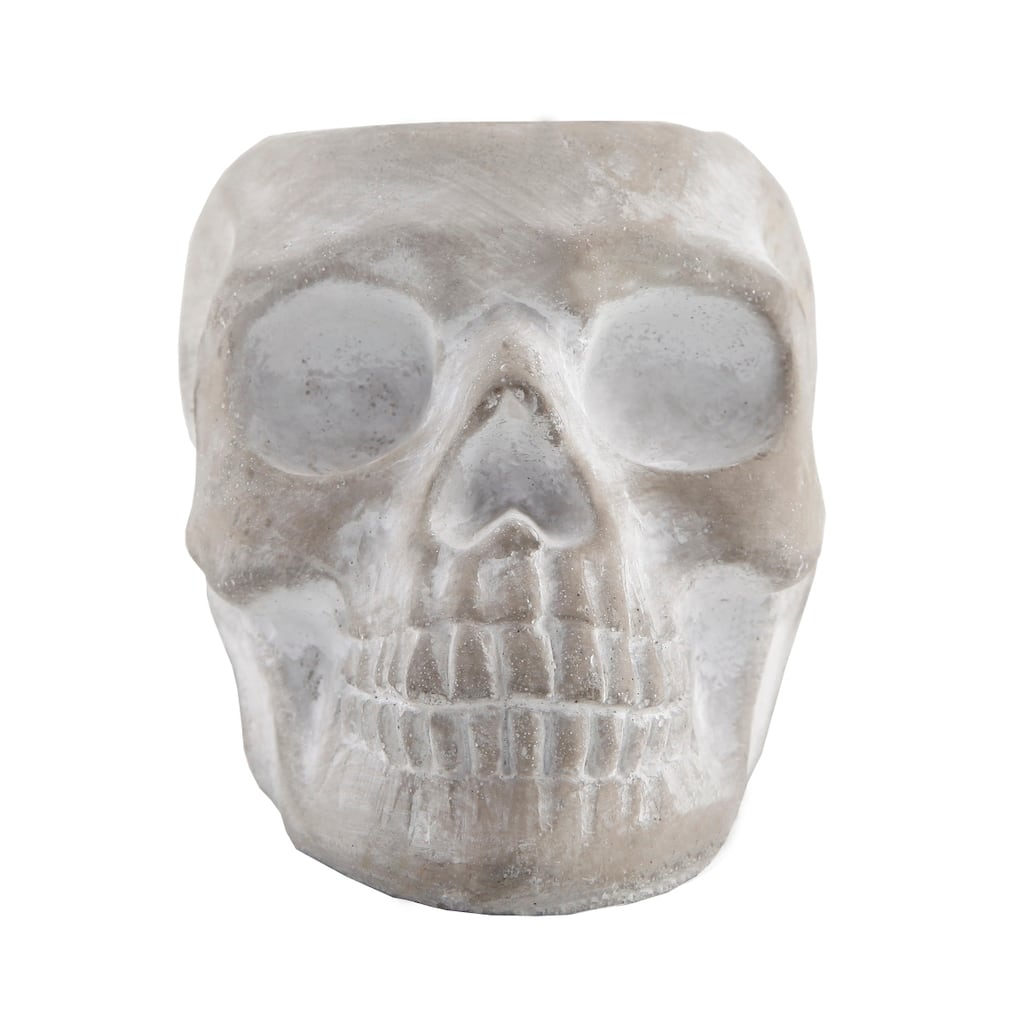 5X3.2 Cement Sugar Skull Planter, GREY