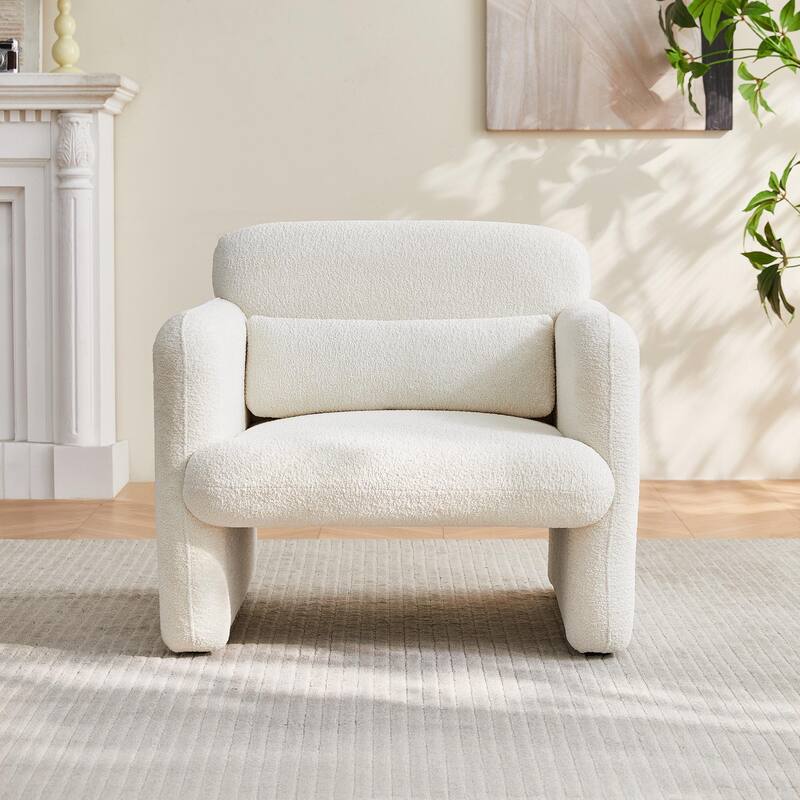 Accent Chair, Curved Back Single Armchair, Plush Upholstered