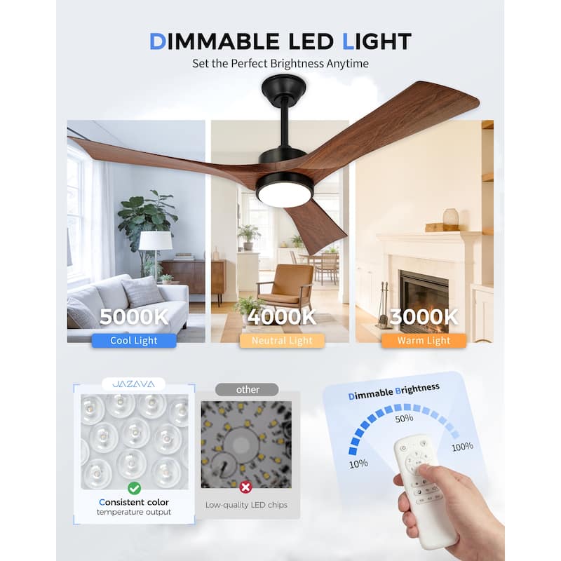 52"or 62" Diammable Ceiling Fan with Light,DC Motor and Remote