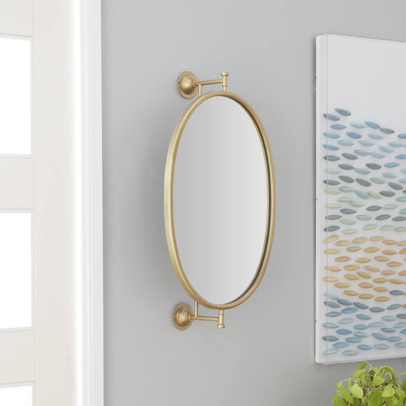 Metal Swivel Oval Wall Mirror - Gold or Black - Roche River Decor