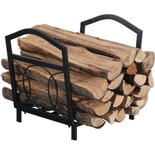 Compact Log Rack 17-Inch Small Firewood Log Rack, Circle Design, Black - 17 inch - Bed ...