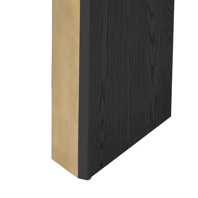 59" MDF Console Table with Fireplace Design and Wood Veneer for Living Room