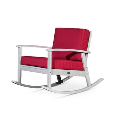 Eucalyptus Rocking Chair with Cushions, Silver Gray Finish