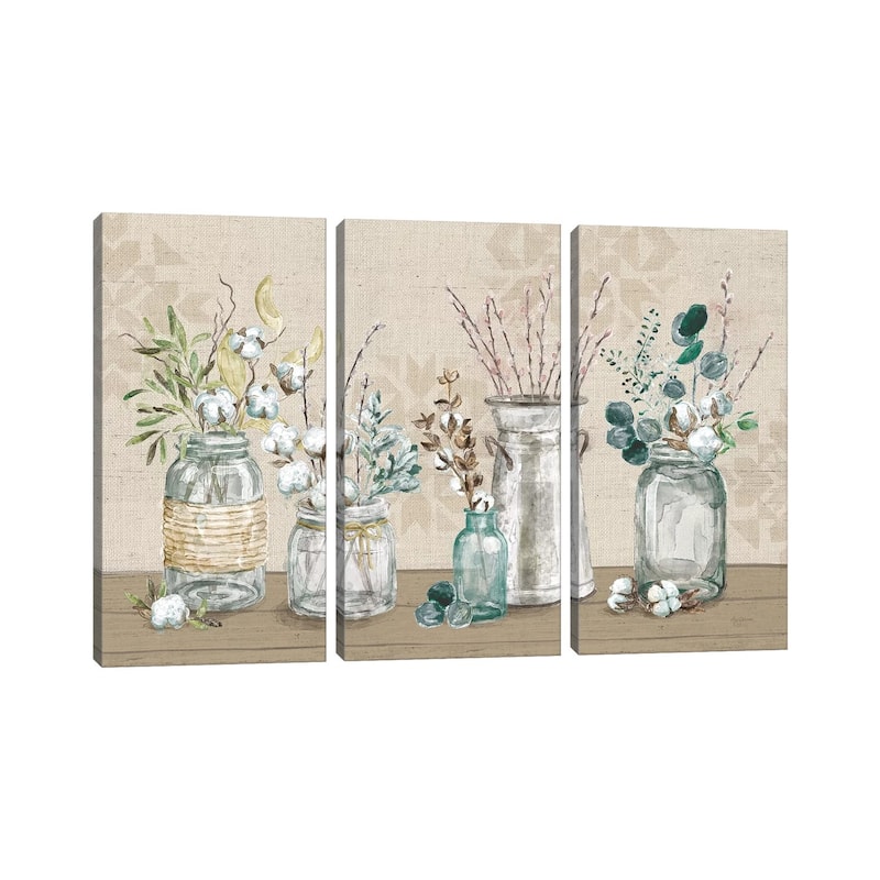 iCanvas "Cotton Bouquet I" by Mary Urban 3-Piece Canvas Wall Art Set