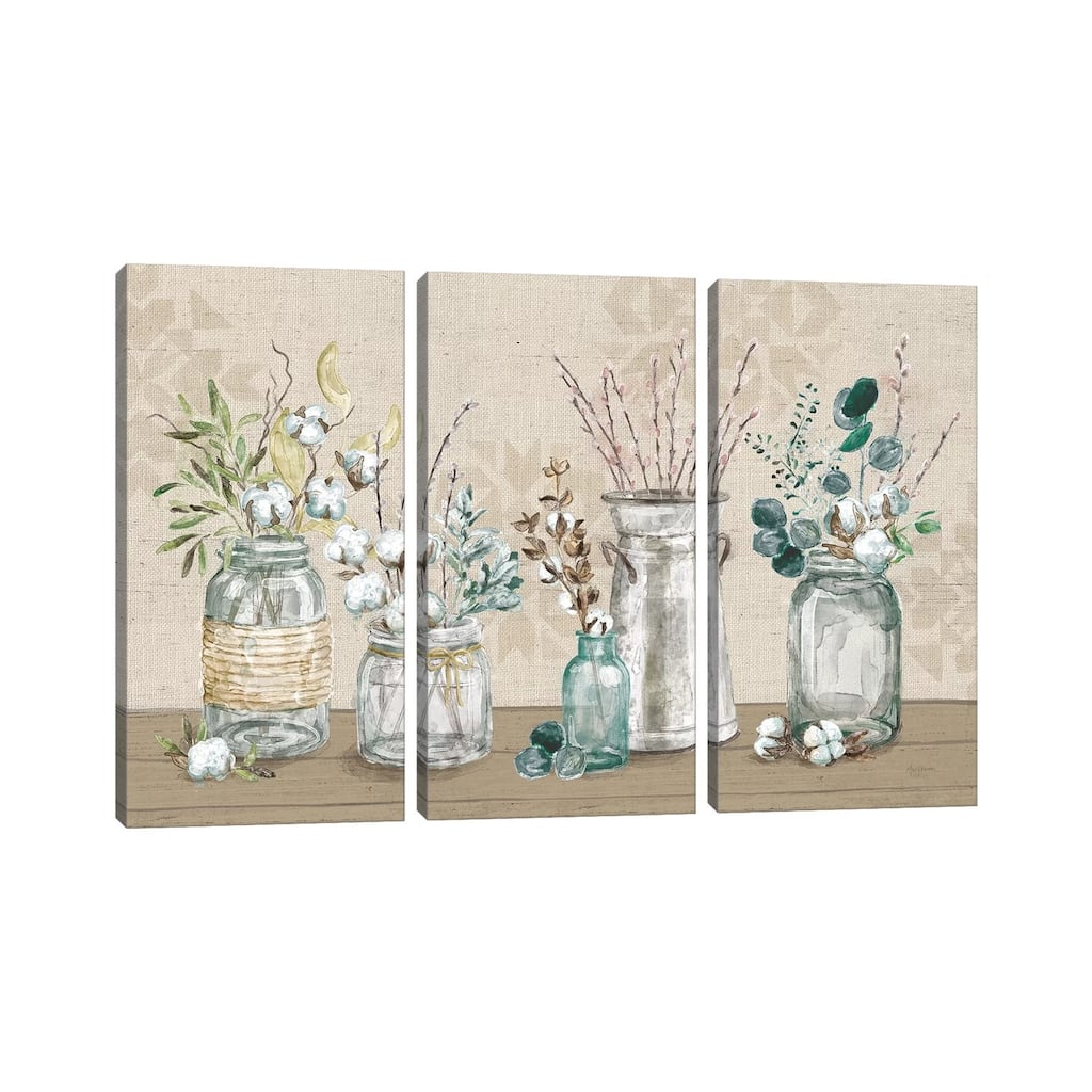 iCanvas "Cotton Bouquet I" by Mary Urban 3-Piece Canvas Wall Art Set