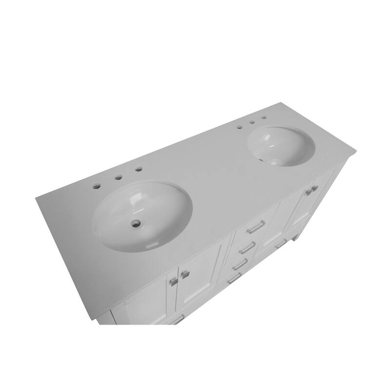 KitchenBathCollection Horizon 60" Double Bathroom Vanity with Engineered White Top