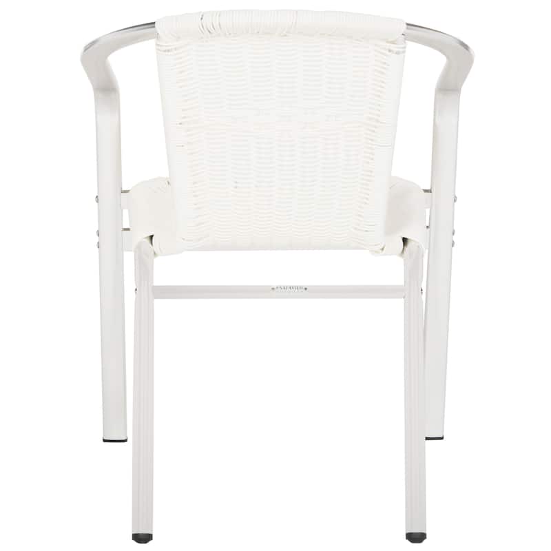 SAFAVIEH Wrangell Indoor-Outdoor White Stacking Armchair (Set of 2) - 22"W x 23"D x 28"H