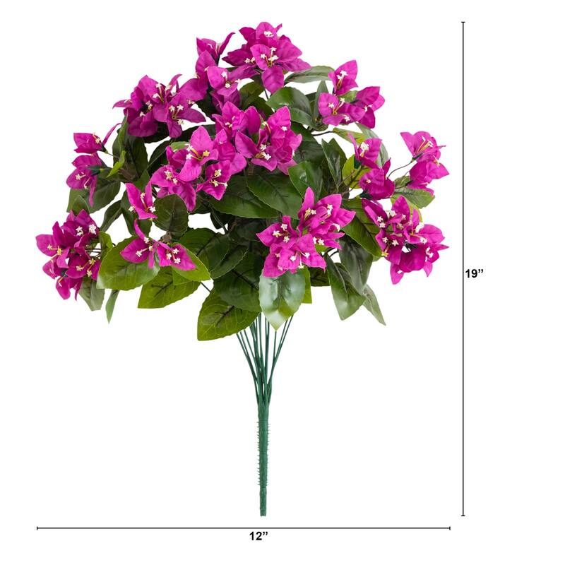 19-in UV Resistant Artificial Bougainvillea Bush - Set of 4