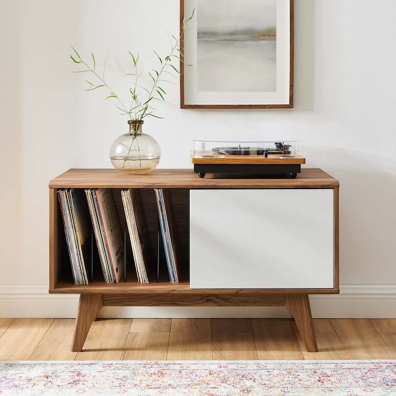 Envision Vinyl Record Display Stand - Walnut White