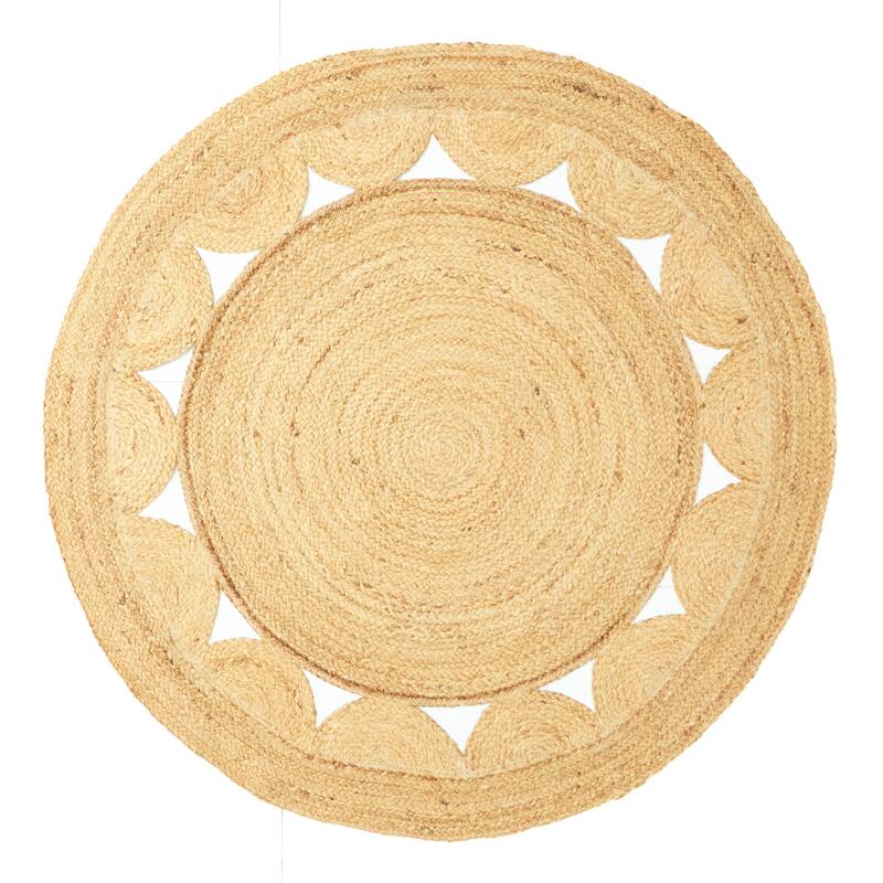 ECARPETGALLERY Braided Weave Palas Denizli Tan Jute Rug - 4'0 x 4'0