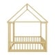 preview thumbnail 17 of 25, Full Size Floor Kids Bed with House Roof Frame and Guardrails, White