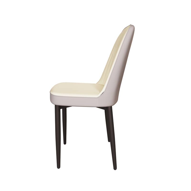 Modern PU 4 Piece Kitchen Dining Chair Set with Cushions, Metal Legs, Anti-Scratch Foot Pads for Dining Room Kitchen Living Room