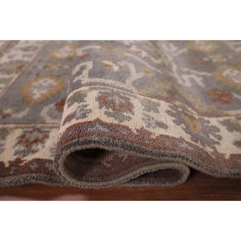 Gray Oushak Indian Accent Rug Hand-Knotted Wool Carpet - 3'1"x 5'4"