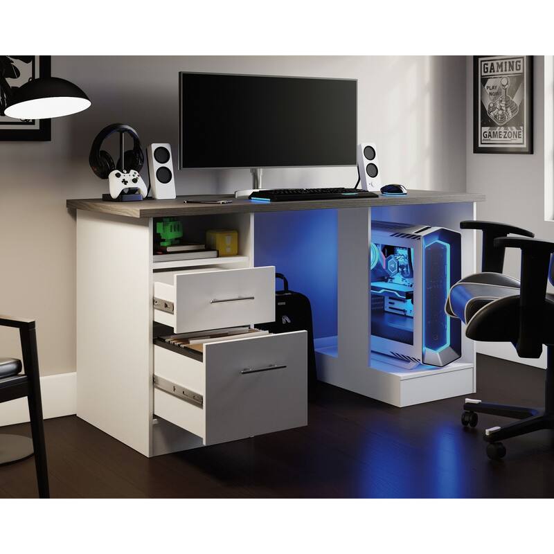 Gaming Desk 60" Top Open And Drawer Ped
