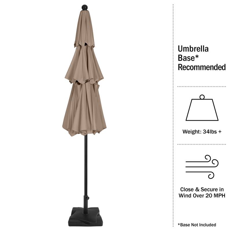 10 ft Patio Umbrella, 3-Tiered Sunshade with Push Button Tilt and Easy-Open Crank, Outdoor Umbrella for Deck, Yard