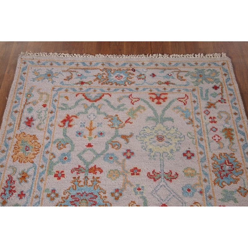 All-Over Floral Oushak Oriental Accent Rug Handmade Wool Carpet - 4'0"x 6'0"