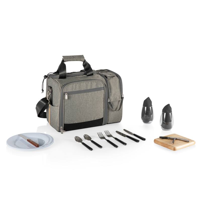 Picnic Time Malibu PT Frontier Edition Picnic Basket Cooler, (Heathered Gray with Black Accents)