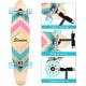preview thumbnail 3 of 7, 42 in. Geometric Pink Longboard Skateboard Drop Through Deck Complete Maple Cruiser Freestyle, Camber Concave
