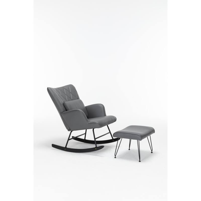 Rocking Chair, Glider Chair,Rocking Accent Chair with Lumbar Pillow and Ottoman for Nursery/Living Room/Bedroom
