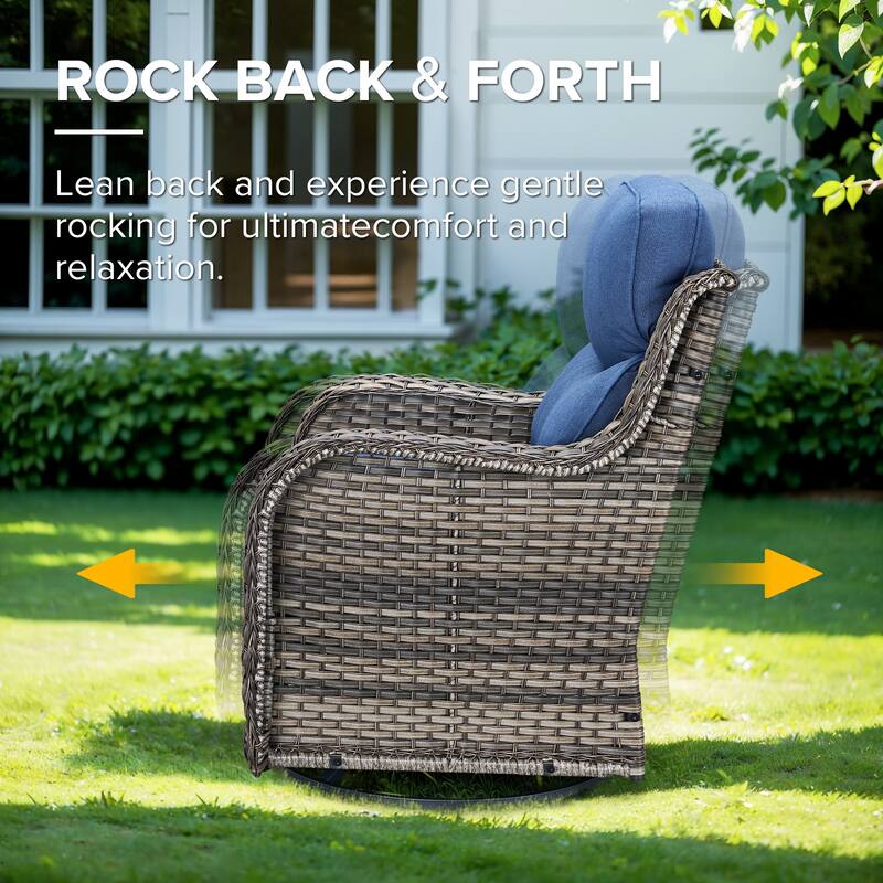 Gymojoy 8-Piece Patio Furniture Set with Swivel Glider Chairs, 6-Inch Ultra-Plush Cushions & Water-Resistant Olefin Fabric