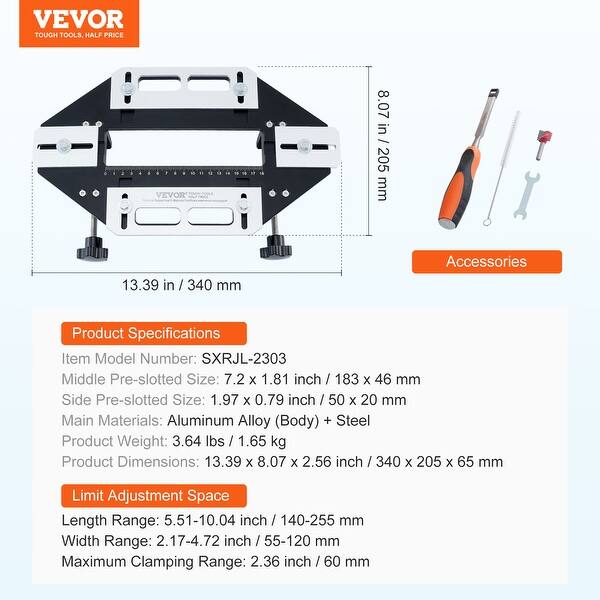 VEVOR 35mm Concealed Door Hinge Jig – Aluminum Alloy, Dual-Clamp, Adjustable Depth & Spacing For Cabinets