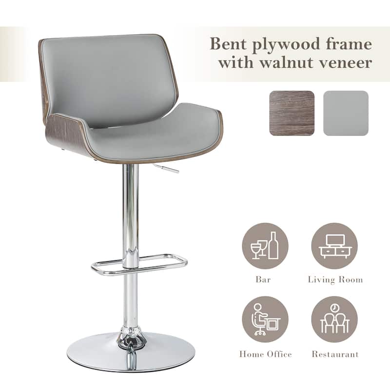 Glitzhome Set of 2 or 4 Modern Height Adjustable Faux Leather Swivel Bar Stools