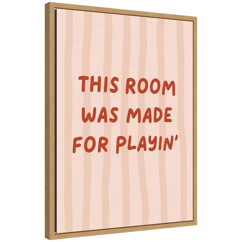 Kate and Laurel This Room Was Made For Playing by Laura Moss Framed Canvas Wall Art Print - 18x24