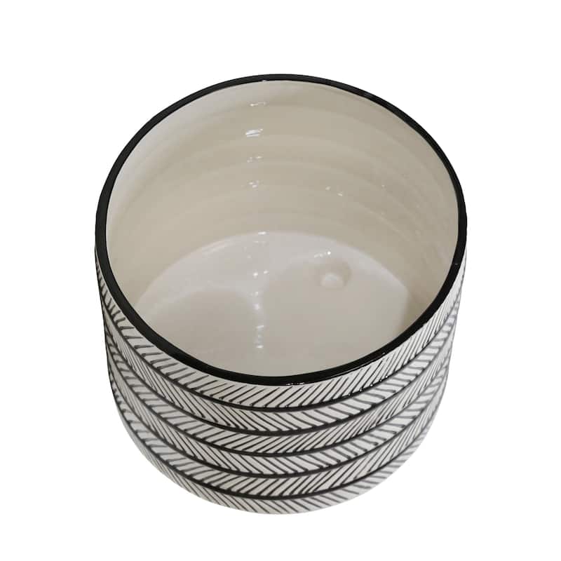 Sagebrook Home Indoor Outdoor Ceramic Textured Footed Planters Set of 2