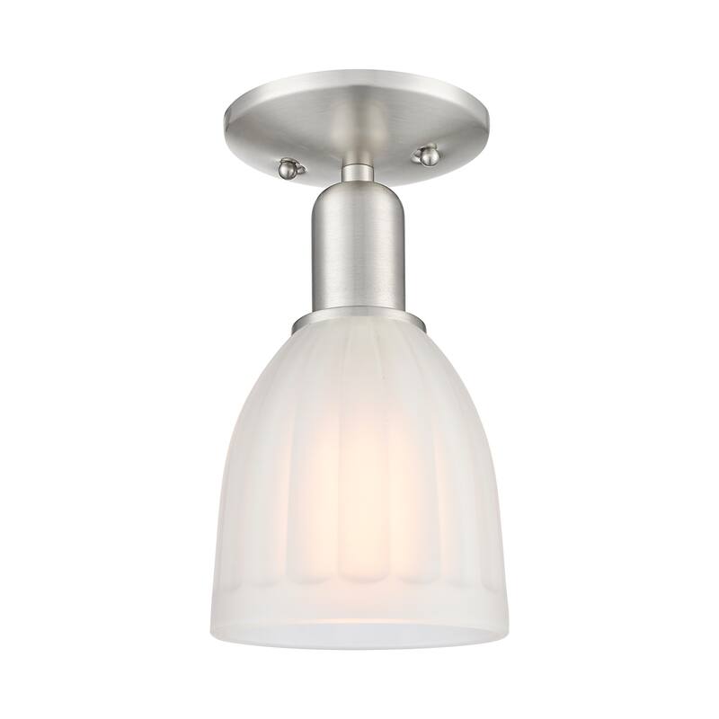 Innovations Lighting 716-1C-11-6 Brookfield Semi-Flush Brookfield 6" - Brushed Satin Nickel / White