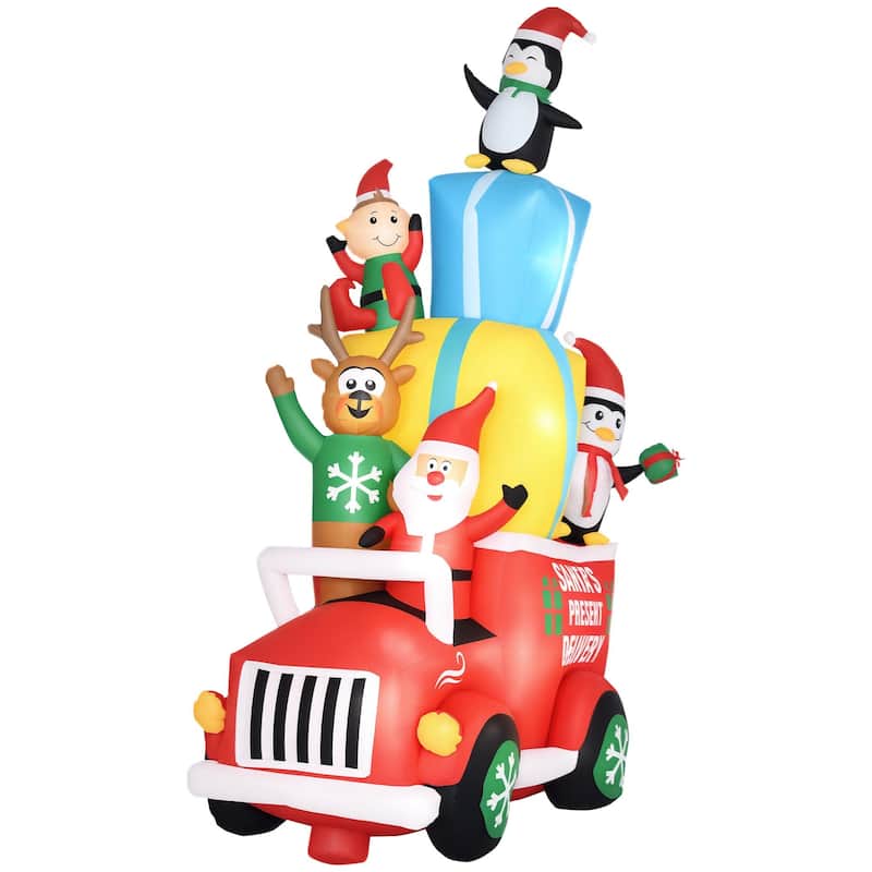 Outsunny 9ft Inflatable Santa Claus with Two Penguins, Christmas LED Display