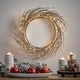 preview thumbnail 1 of 4, Triple 24" Pre-lit Warm White LED Wreath by Christopher Knight Home - Champagne Glitter - 24.00" L x 24.00" W x 4.00" H
