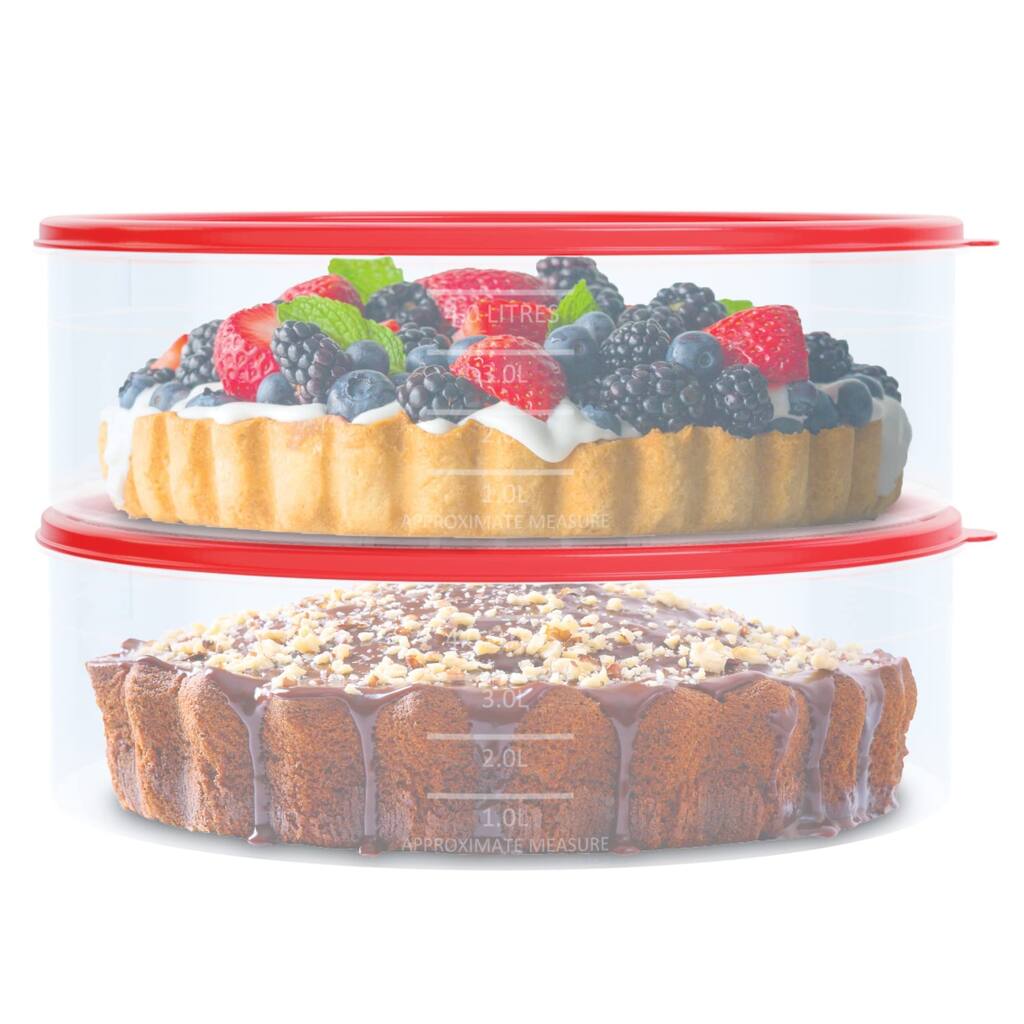 4 Pack Pie Carrier Cake Storage Container with Lid 10.5" Large Round Plastic Cupcake Cheesecake Muffin Flan Cookie Tortilla