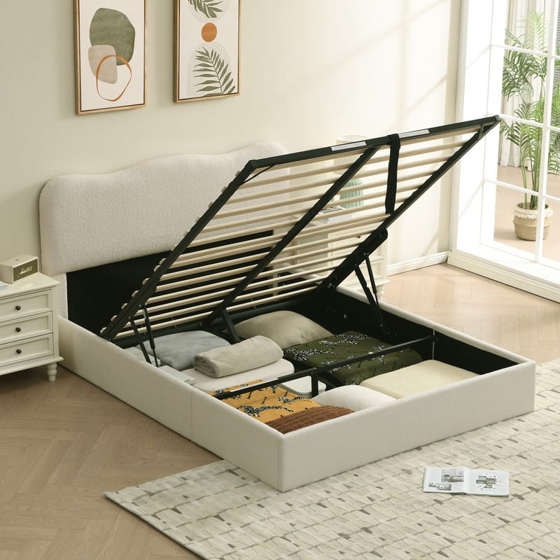 Lift Up Storage Bed with Unique Headboard