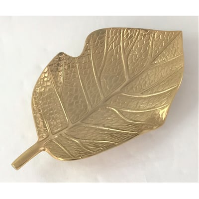 Leaf shape Gold colour serving tray 15 x 8.5 x 2"