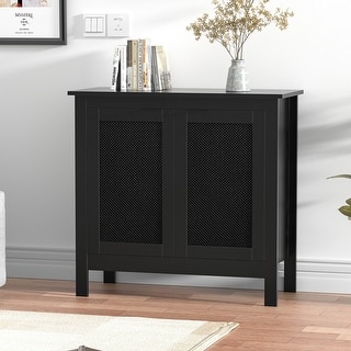 Anmytek Modern 2-Door Wood Black Kitchen Buffet Sideboard Accent Storage Cabinet with Adjustable Shelf