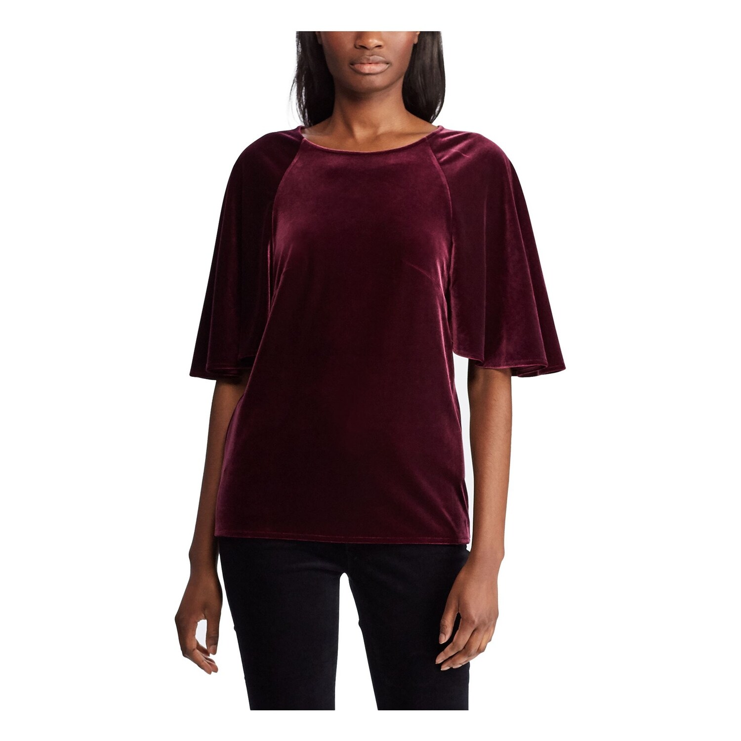 RALPH LAUREN Burgundy Bell Sleeve T
