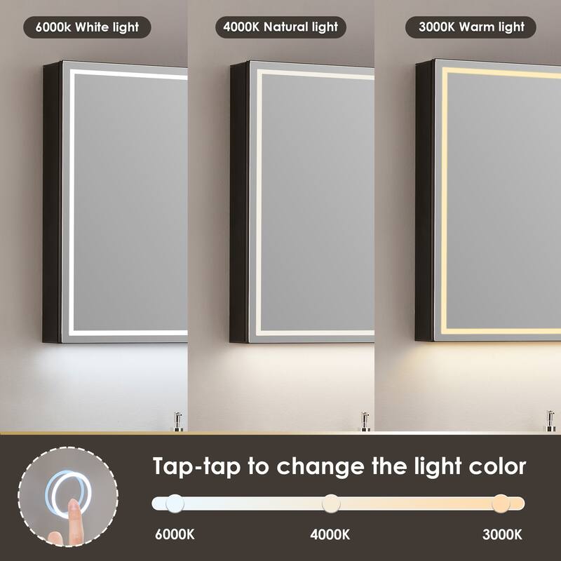 Hesili Rectangular Frameless LED Lighted Bathroom Mirror Medicine Cabinet