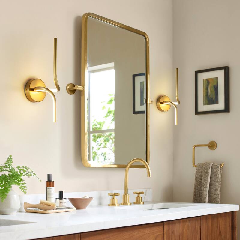 1-Light Modern Black/Gold Linear Aluminum Intergrated LED Bathroom Vanity Light