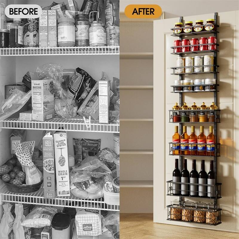8-Tier Over the Door Pantry Organizer - 13"D x 5.5"W x 65"H