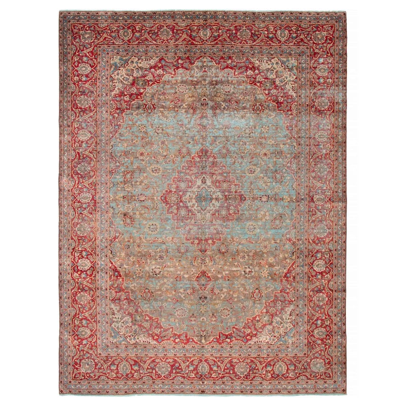 ECARPETGALLERY Hand-knotted Color Transition Blue, Red Wool Rug - 9'7 x 12'7 - Light Blue/ Red - 9'7 x 12'7