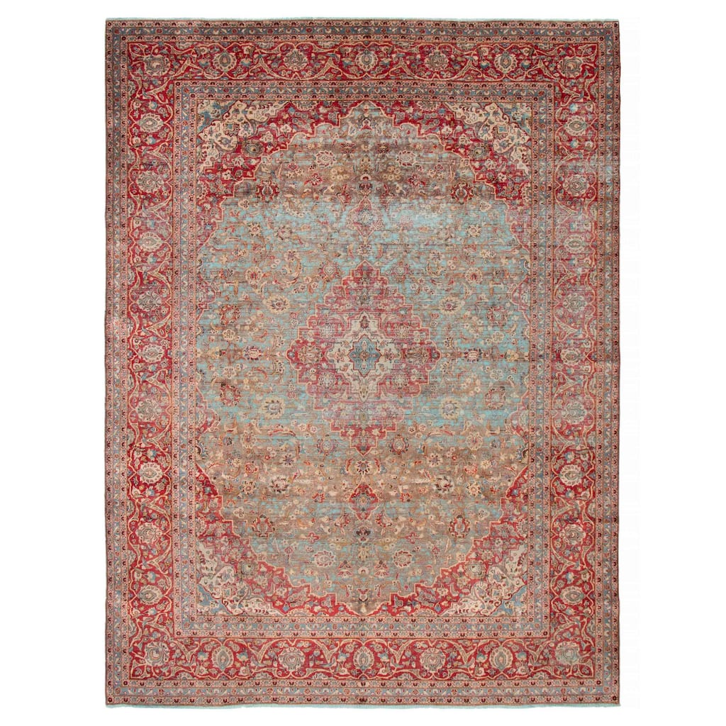 ECARPETGALLERY Hand-knotted Color Transition Blue, Red Wool Rug - 9'7 x 12'7