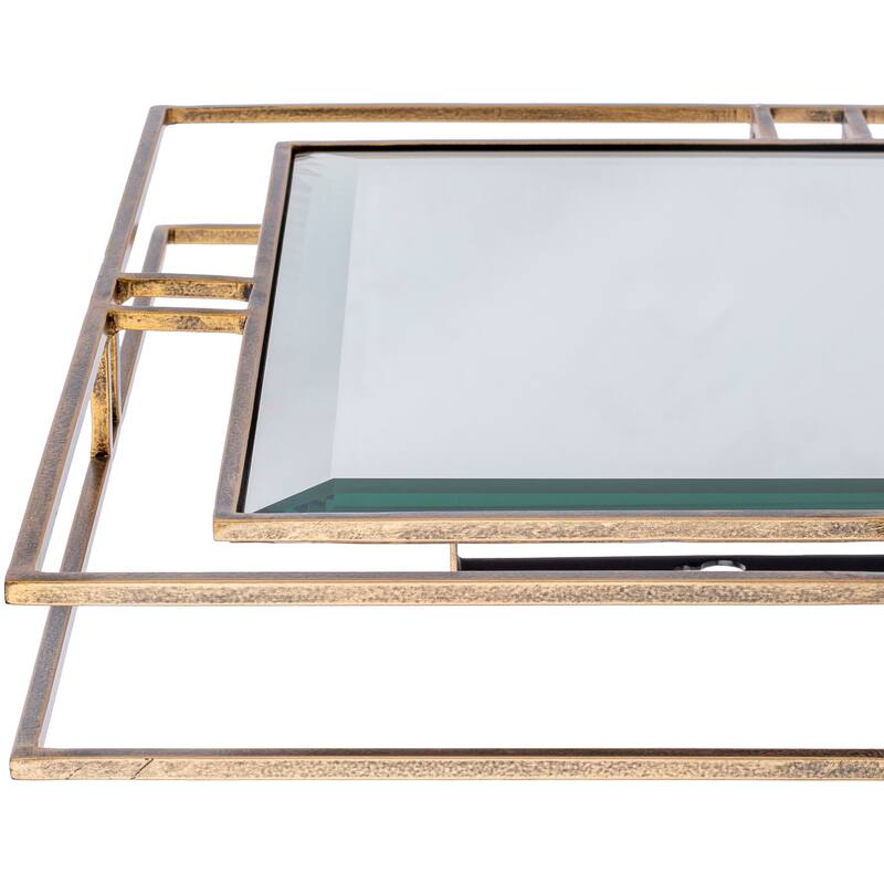 Estaa Traditional Square Gold Frame Mirror - 18"H x 18"W