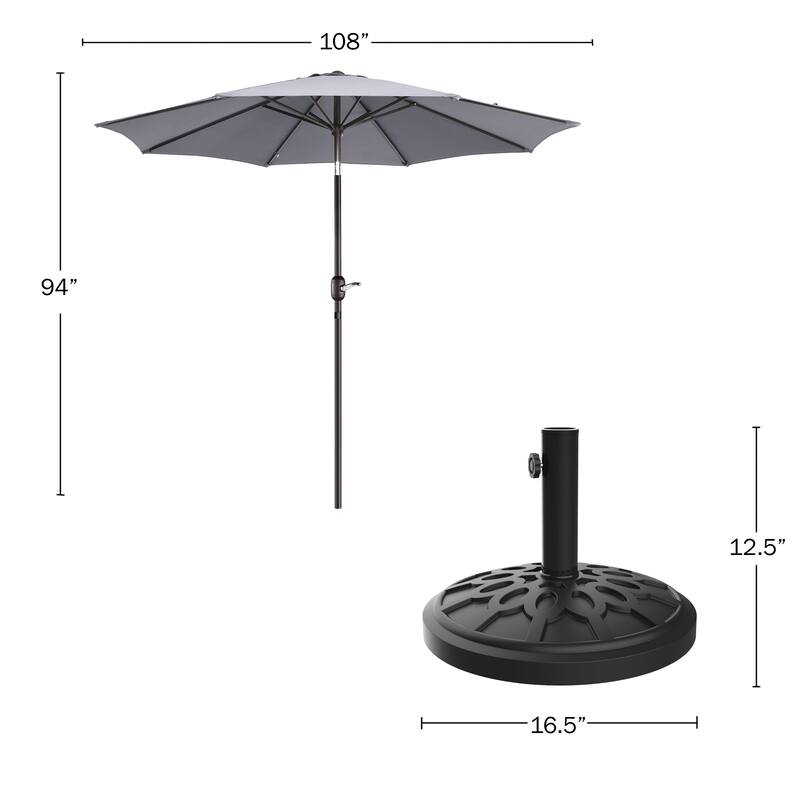 Villacera 9-Foot Outdoor Patio Umbrella with Base